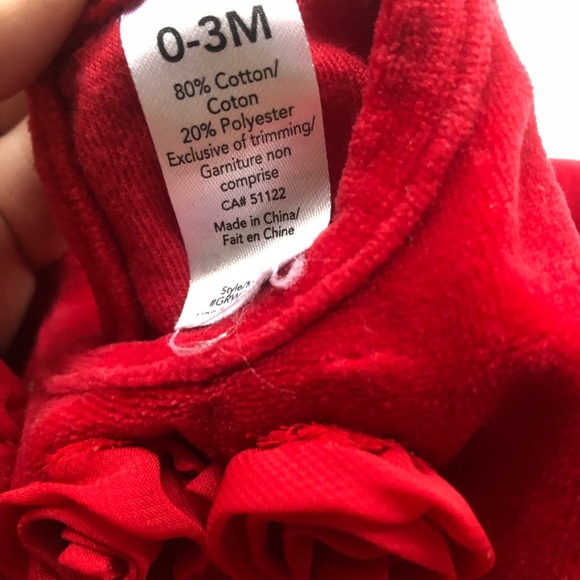 Red Baby Dress with Rosette Details - Picture 8 of 9